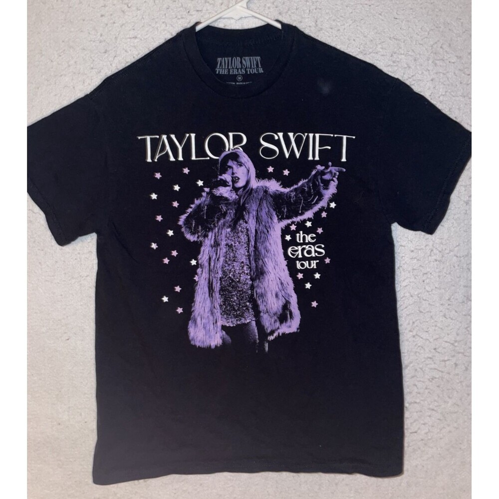 Taylor Swift Eras Tour T-Shirt Size M Black Double-Sided Official Short Sleeve